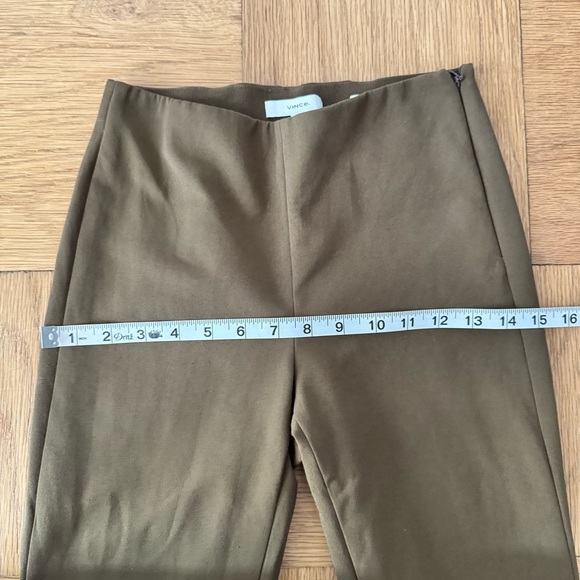 Vince XS High-Rise Stretch Flare Crop Pants Olive Night Green Work Career - Picture 9 of 12